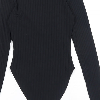 Nasty Gal Womens Black Polyester Bodysuit One-Piece Size 8 Snap