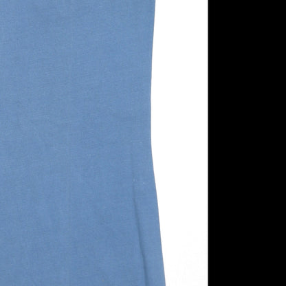 H&M Womens Blue Polyester Tank Dress Size S Round Neck Pullover - Flower Detail