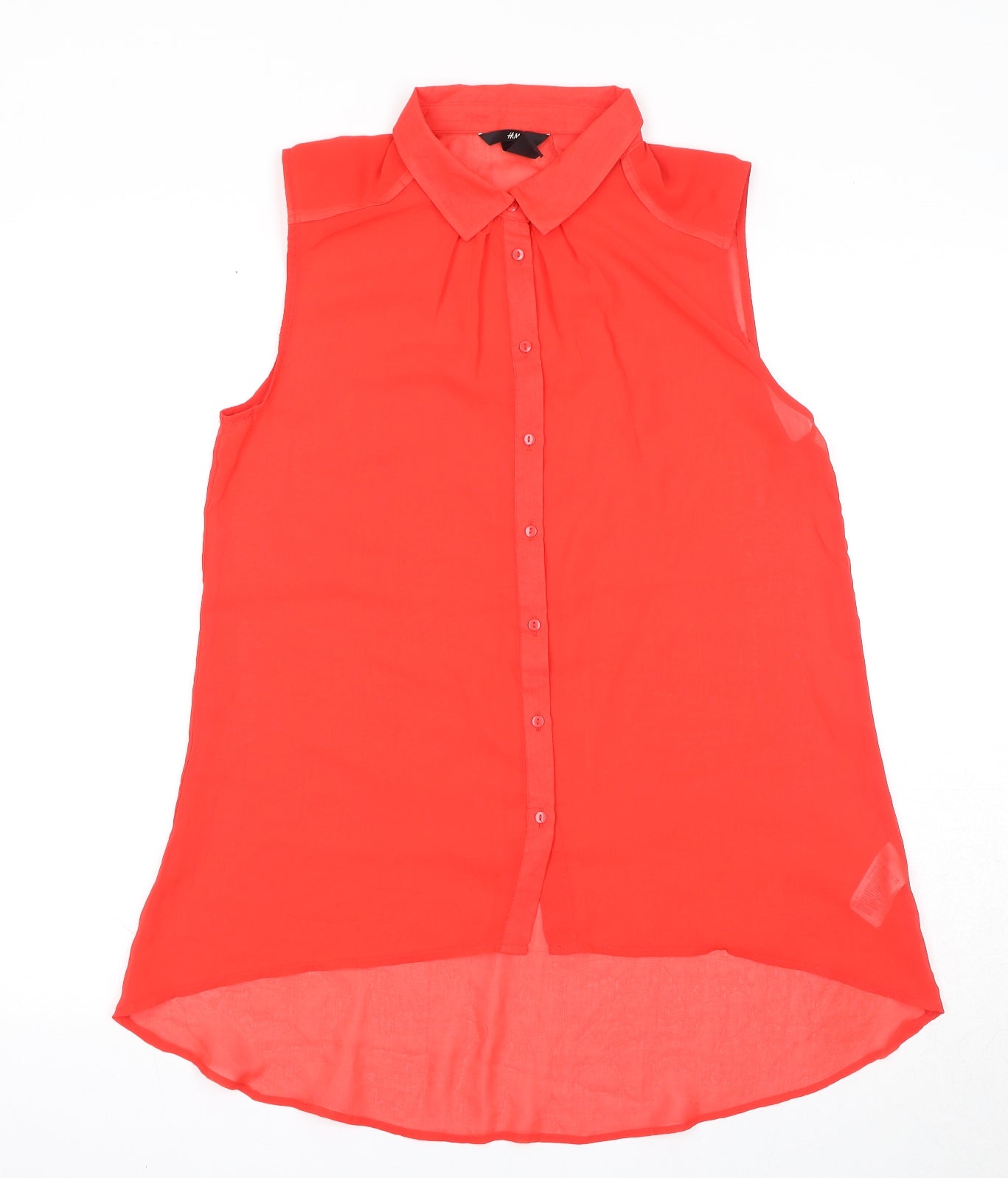Womens UK Size 10 H&M Red Basic Button-Up
