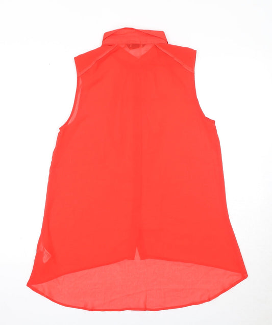 Womens UK Size 10 H&M Red Basic Button-Up