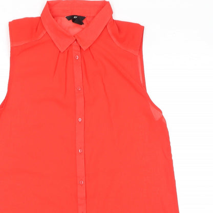 Womens UK Size 10 H&M Red Basic Button-Up