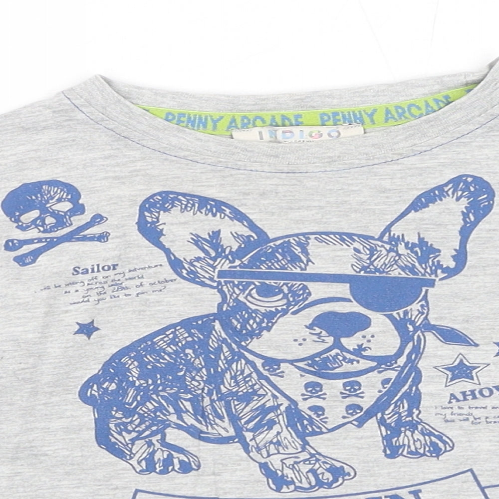 Marks and Spencer Boys Grey Cotton Basic Tank Size 2-3 Years Round Neck Pullover - Dog Print