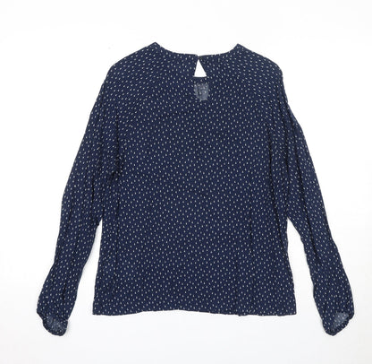 Re.draft Womens Blue Geometric Viscose Basic Blouse Size 6 Round Neck