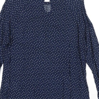Re.draft Womens Blue Geometric Viscose Basic Blouse Size 6 Round Neck