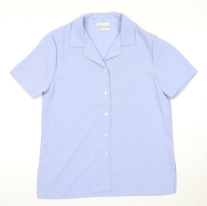 Womens UK Size 12 Nightingales Blue Basic Button-Up