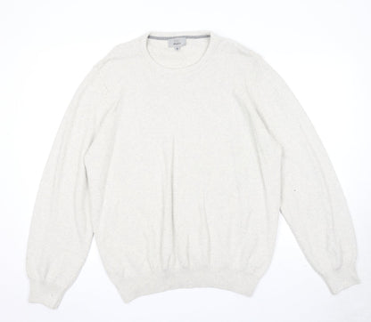Marks and Spencer Mens Grey Round Neck Cotton Pullover Jumper Size XL Long Sleeve