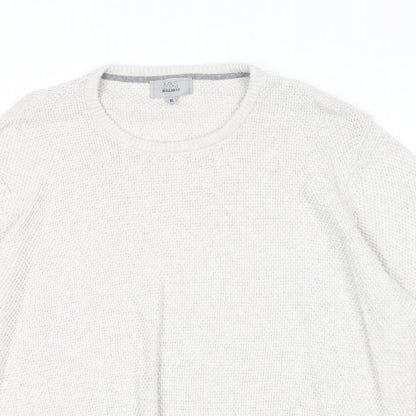 Marks and Spencer Mens Grey Round Neck Cotton Pullover Jumper Size XL Long Sleeve