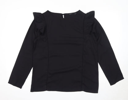 Hawt Womens Black Polyester Basic T-Shirt Size L Round Neck