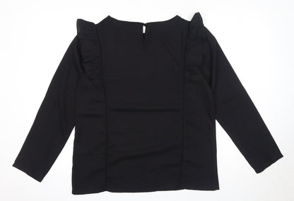 Hawt Womens Black Polyester Basic T-Shirt Size L Round Neck