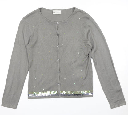 Womens UK Size S Janique Grey Cardigan Jumper