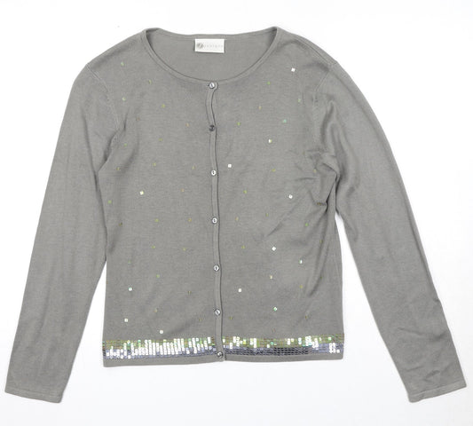 Womens UK Size S Janique Grey Cardigan Jumper