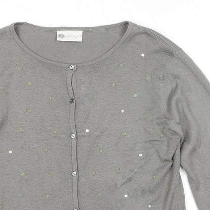 Womens UK Size S Janique Grey Cardigan Jumper