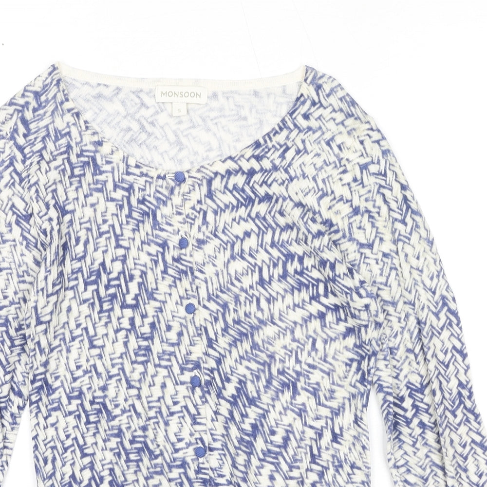 Womens UK Size S Monsoon Blue Cardigan Jumper