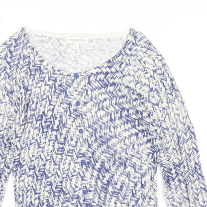 Womens UK Size S Monsoon Blue Cardigan Jumper