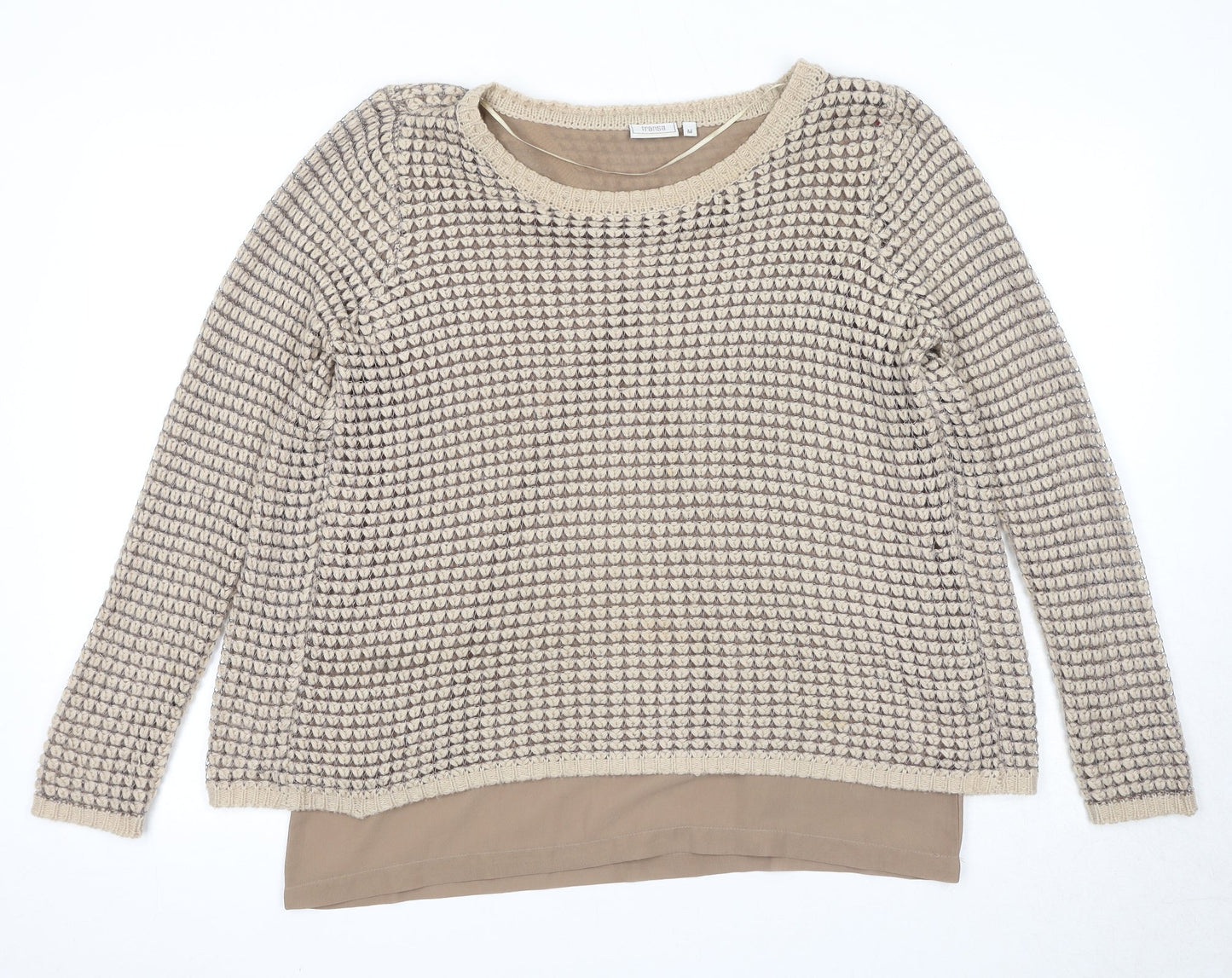 Womens UK Size M Fransa Beige Pullover Jumper