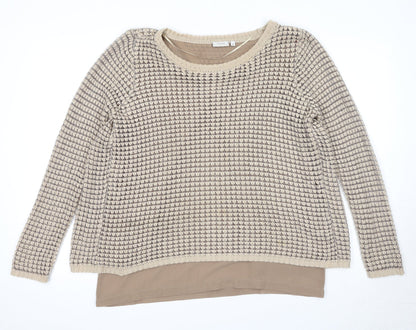 Womens UK Size M Fransa Beige Pullover Jumper