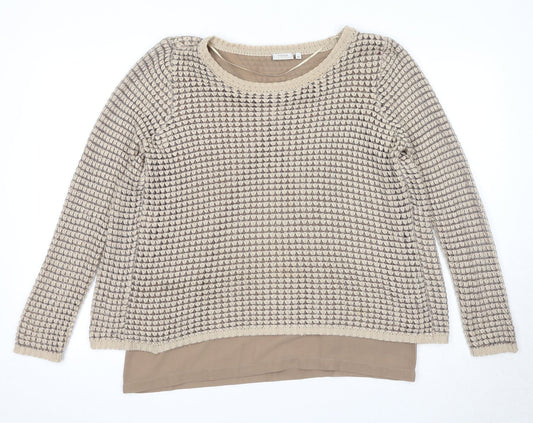 Womens UK Size M Fransa Beige Pullover Jumper