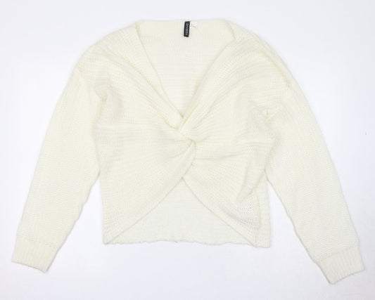 Womens UK Size M Divided by H&M White Pullover Jumper