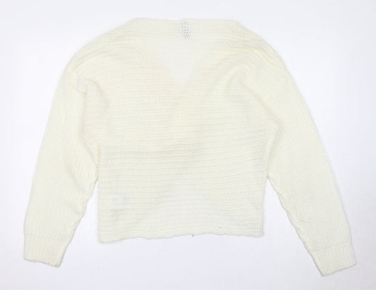 Womens UK Size M Divided by H&M White Pullover Jumper