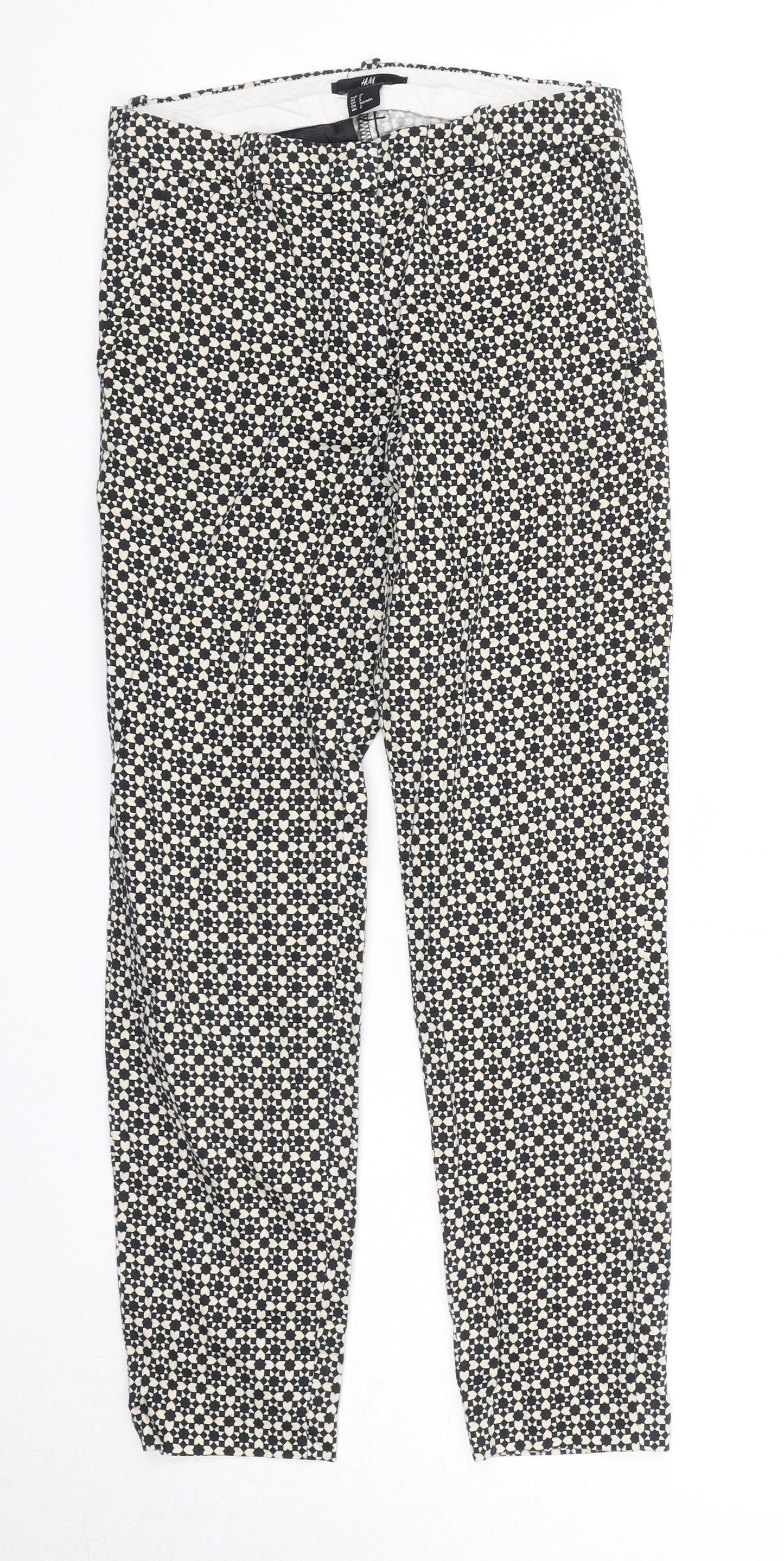 Womens UK Size 4 H&M Regular Fit Chino Black Trousers