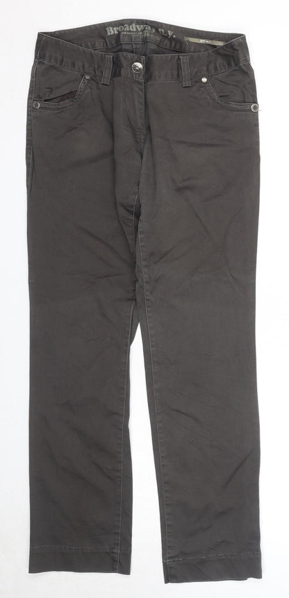 Broadway Womens Grey Cotton Trousers Size 10 Regular Zip