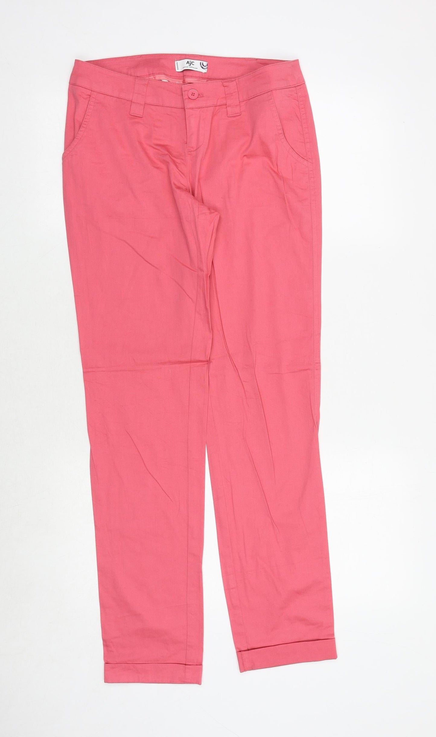 AJC Womens Pink Cotton Trousers Size 8 Extra-Slim Zip