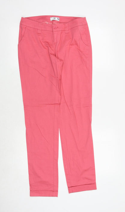 AJC Womens Pink Cotton Trousers Size 8 Extra-Slim Zip