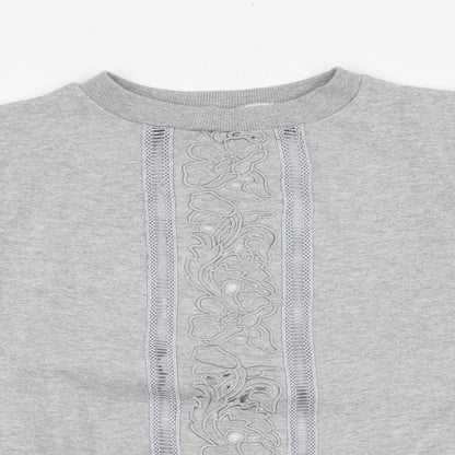PARISIAN SIGNATURE Womens Grey Floral Cotton Pullover Sweatshirt Size 8 Pullover