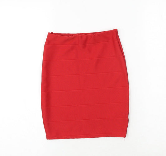 Missguided Womens Red Viscose Bandage Skirt Size 6