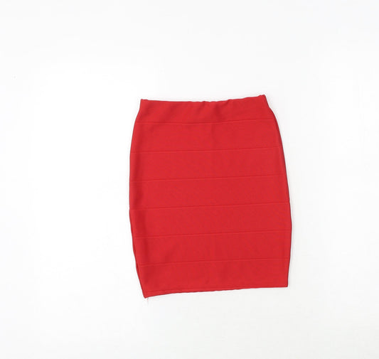Missguided Womens Red Viscose Bandage Skirt Size 6