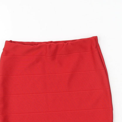 Missguided Womens Red Viscose Bandage Skirt Size 6