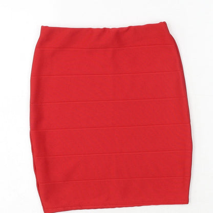 Missguided Womens Red Viscose Bandage Skirt Size 6