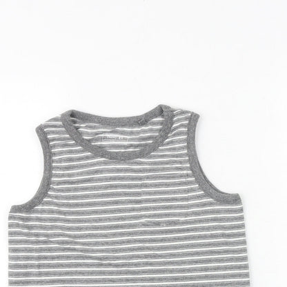 NEXT Boys Grey Striped Cotton Basic Tank Size 8 Years Round Neck Pullover