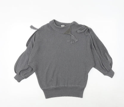 quink Womens Grey Roll Neck Polyester Pullover Jumper Size 10