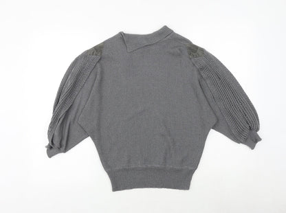quink Womens Grey Roll Neck Polyester Pullover Jumper Size 10