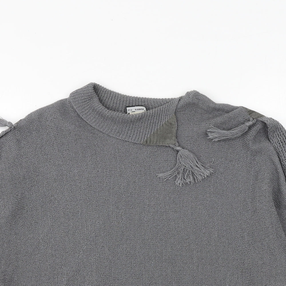 quink Womens Grey Roll Neck Polyester Pullover Jumper Size 10
