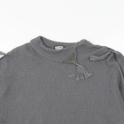 quink Womens Grey Roll Neck Polyester Pullover Jumper Size 10