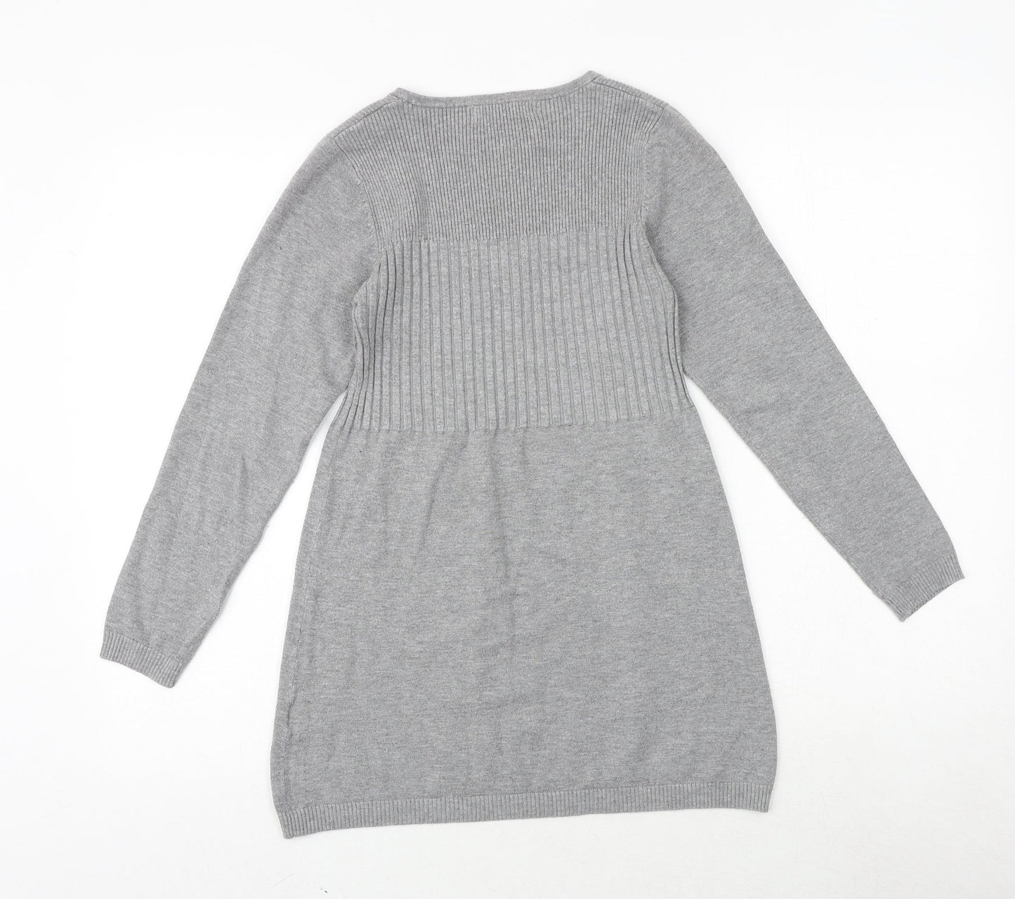 Madeline Womens Grey Scoop Neck Cotton Pullover Jumper Size S - Size S-M