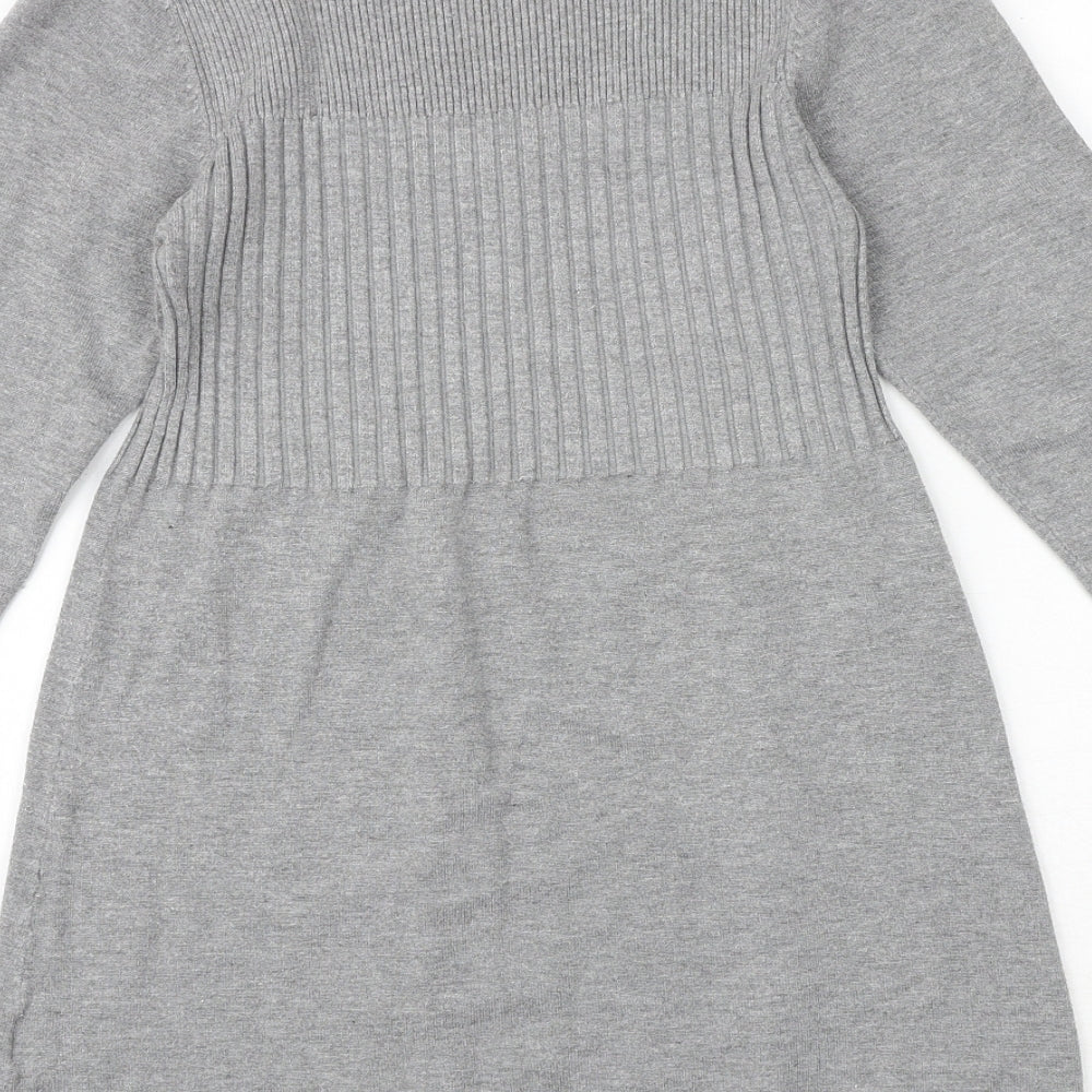 Madeline Womens Grey Scoop Neck Cotton Pullover Jumper Size S - Size S-M