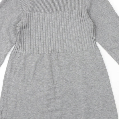 Madeline Womens Grey Scoop Neck Cotton Pullover Jumper Size S - Size S-M