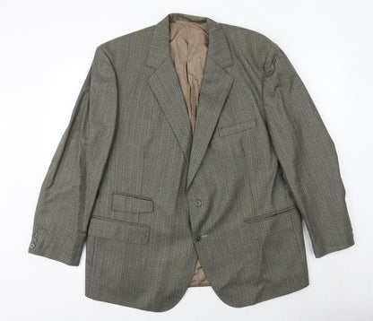 Ted Williams Mens Green Striped Polyester Jacket Suit Jacket Size 42 Regular