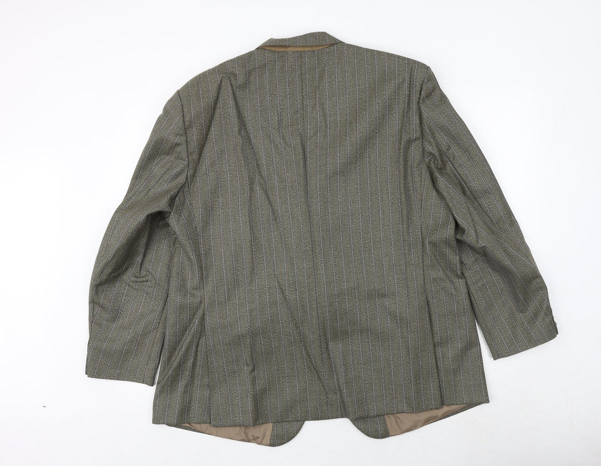 Ted Williams Mens Green Striped Polyester Jacket Suit Jacket Size 42 Regular