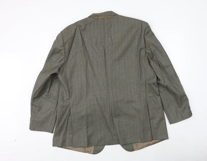 Ted Williams Mens Green Striped Polyester Jacket Suit Jacket Size 42 Regular