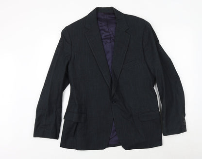 a.e. quarmby Mens Blue Striped Polyester Jacket Suit Jacket Size 34 Regular