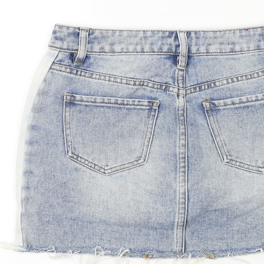 PacSun Womens Blue Cotton Mini Skirt Size 24 in Zip