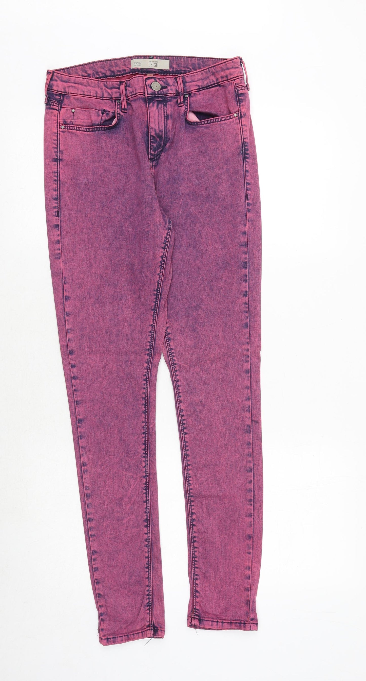 Topshop Womens Pink Cotton Skinny Jeans Size 30 in Regular Zip