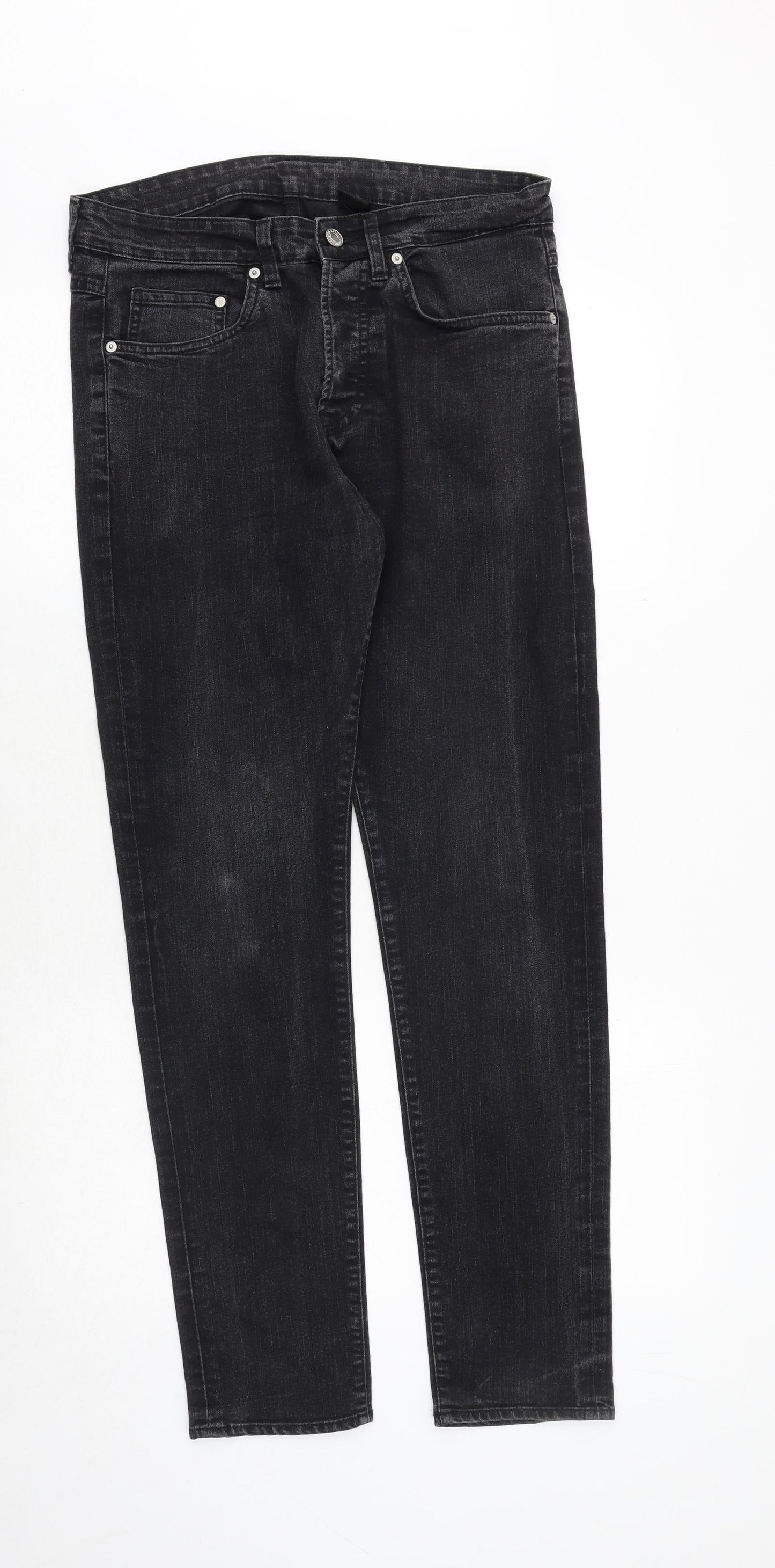 H&M Mens Black Cotton Skinny Jeans Size 32 in Regular Button