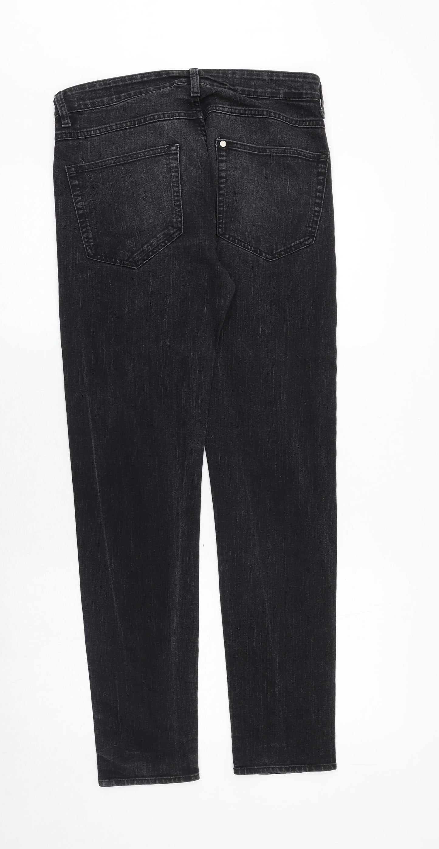H&M Mens Black Cotton Skinny Jeans Size 32 in Regular Button
