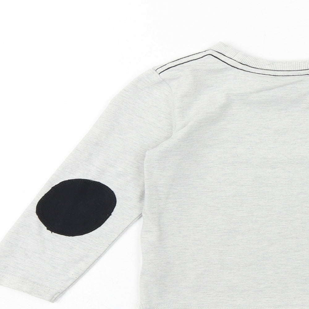 fierce frank Boys Grey Cotton Pullover T-Shirt Size 2-3 Years Crew Neck Pullover - Skull