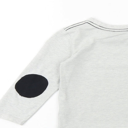 fierce frank Boys Grey Cotton Pullover T-Shirt Size 2-3 Years Crew Neck Pullover - Skull